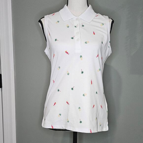 Tommy Bahama Women's Size M Cocktails & Palms Printed Sleeveless Polo NWT - Picture 1 of 7
